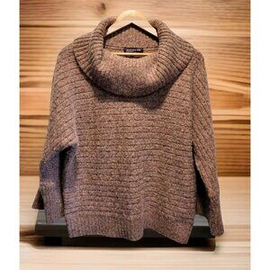 Brown Wool Blend Boxy Cowl Neck Bell Sleeve Sweater Jones NY Sz XL